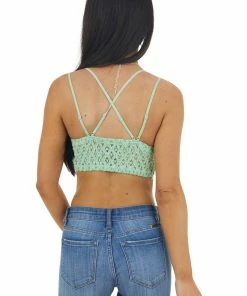 Anemone Pistachio Floral Lace Bralette With Criss Cross Straps Accessories