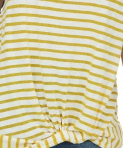 Hailey & Co Tops Amber Striped Sleeveless Tank Top With Twist Front