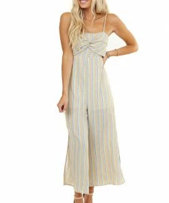 Chrysanthemum Dresses Multicolor Patterned Jumpsuit With Front Twist Detail