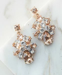 Fame Accessories Bronze Intricate Rhinestone Dangle Earrings 8 Fame Accessories Bronze Intricate Rhinestone Dangle Earrings