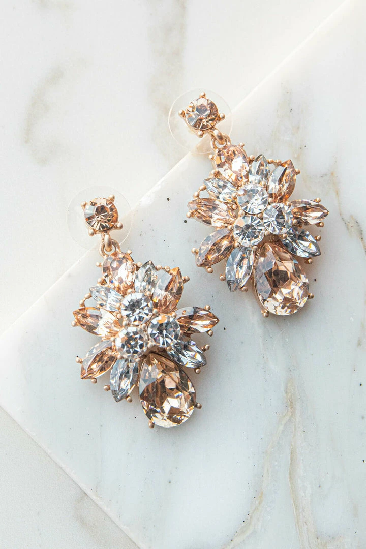 Fame Accessories Bronze Intricate Rhinestone Dangle Earrings 5 Fame Accessories Bronze Intricate Rhinestone Dangle Earrings