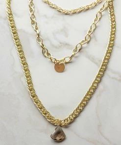 Boho Love Accessories Gold Layered Chain Necklace With Stone Pendant