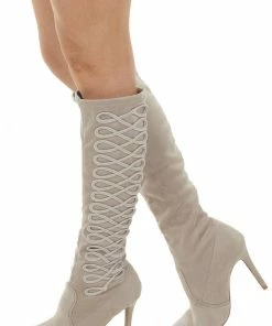 East Lion Corp. Faded Tea Rose Heel Boots With Braided Detail Shoes