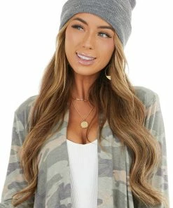 Olive & Pique Accessories Dark Heather Grey Comfy Knit Basic Beanie