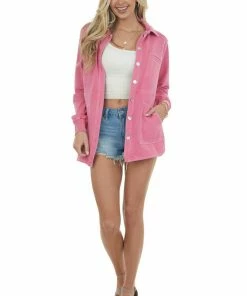 143 Story Watermelon Washed French Terry Shirt Jacket 23 143 Story Watermelon Washed French Terry Shirt Jacket