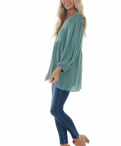 Jodifl Juniper Bubble Sleeve Babydoll Woven Top