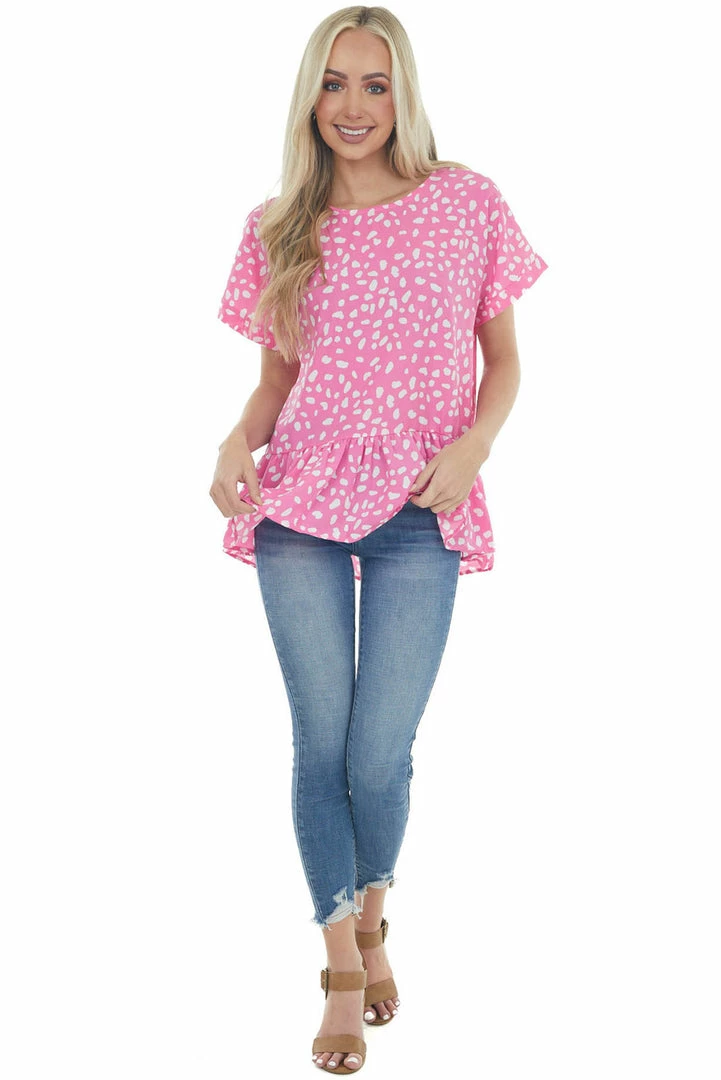 143 Story Magenta Spotted Print Drop Waist Blouse 16 143 Story Magenta Spotted Print Drop Waist Blouse