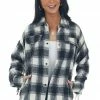 143 Story Ivory Plaid Shirt Jacket With Fringe Details