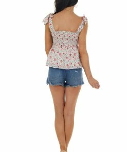Lush Clothing Tops Pearl Floral Print Smocked Top With Tie Straps 13 Lush Clothing Tops Pearl Floral Print Smocked Top With Tie Straps