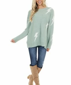 BiBi Sage Super Soft Knit Sweater With Lightning Bolt Print