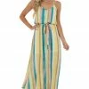 FSL APPAREL Dresses Sea Blue Striped Maxi Dress With Tie Waist