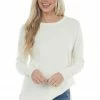 Staccato Tops Cream Super Soft Knit Top With Ribbed Sides