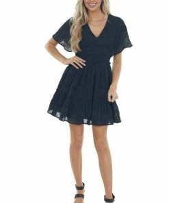 Entro Dresses Black Eyelet Lace Smocked Waist Mini Dress 25 Entro Dresses Black Eyelet Lace Smocked Waist Mini Dress