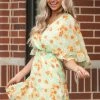 Peach Love Dresses Pistachio And Floral Print Mini Dress
