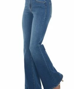 Sneak Peek Medium Wash High Rise Flare Leg Denim Jeans