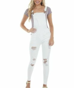 KanCan White Distressed Skinny Denim Overalls 13 KanCan White Distressed Skinny Denim Overalls