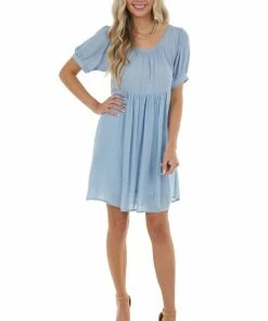 Umgee Powder Blue Swiss Dot Short Dress Dresses 31 Umgee Powder Blue Swiss Dot Short Dress Dresses