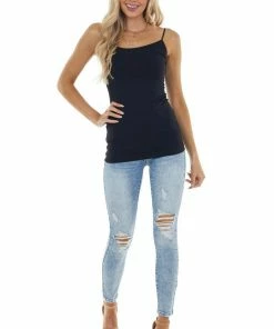 Nikibiki Black Seamless Long Cami Slip Tank Tops