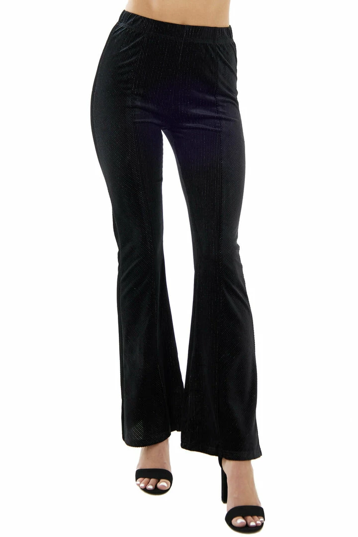 Umgee Black Directional Stripe Corduroy Bell Bottoms 9 Umgee Black Directional Stripe Corduroy Bell Bottoms