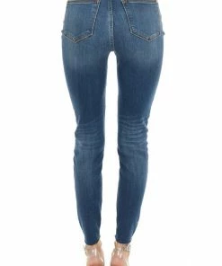 Judy Blue Bottoms Dark Wash High Rise Ripped Skinny Jeans With Leopard Detail