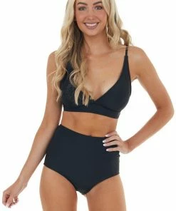 Trend Notes Black Super High Waisted Triangle Bikini