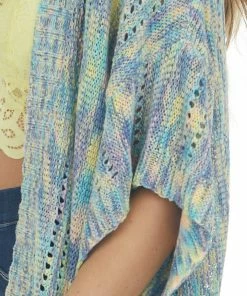 Eesome Tops Teal Blue Multicolor Kimono Sleeve Cardigan 19 Eesome Tops Teal Blue Multicolor Kimono Sleeve Cardigan
