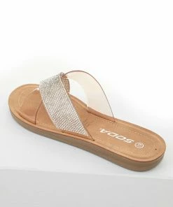 FORTUNE DYNAMIC Sepia And Rhinestone Criss Cross Strap Sandals