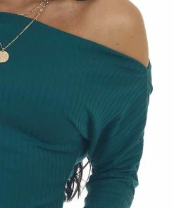 Peach Love Tops Pine Off Shoulder Long Sleeve Ribbed Bodysuit 30 Peach Love Tops Pine Off Shoulder Long Sleeve Ribbed Bodysuit