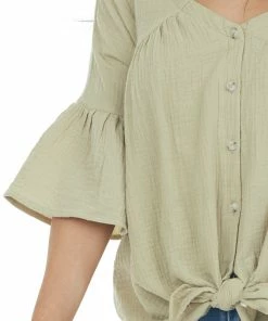 Davi & Dani Willow Button Down Flare Sleeve Blouse 26 Davi & Dani Willow Button Down Flare Sleeve Blouse