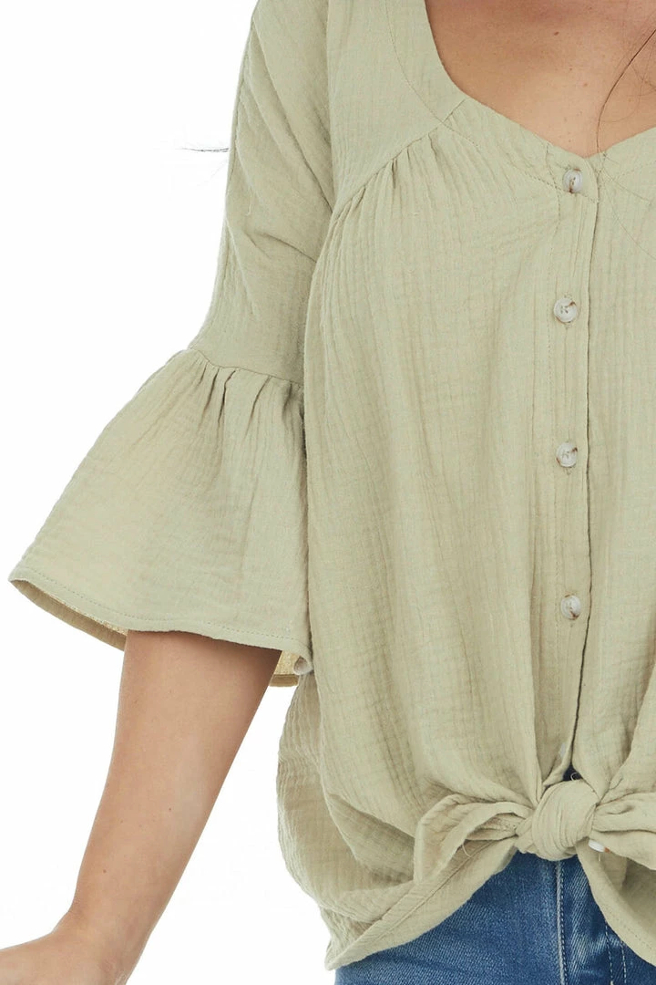 Davi & Dani Willow Button Down Flare Sleeve Blouse 14 Davi & Dani Willow Button Down Flare Sleeve Blouse