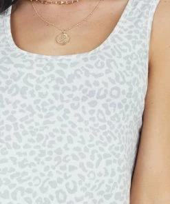 Staccato Ivory And Dove Grey Leopard Print Sleeveless Knit Top Tops
