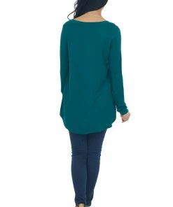 ZENANA Tops Pine Rounded Hem V Neck Soft Knit Top 27 ZENANA Tops Pine Rounded Hem V Neck Soft Knit Top