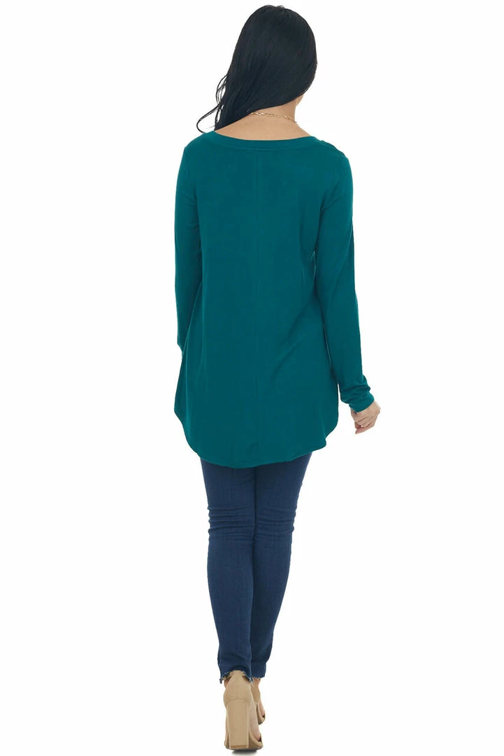 ZENANA Tops Pine Rounded Hem V Neck Soft Knit Top 14 ZENANA Tops Pine Rounded Hem V Neck Soft Knit Top