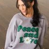 Sweet Claire Tops Vintage Grey 'Peace And Love' Graphic Sweater