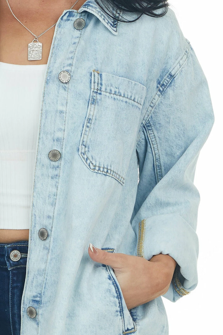 Wishlist Light Wash Button Up Denim Jacket With Pockets 10 Wishlist Light Wash Button Up Denim Jacket With Pockets