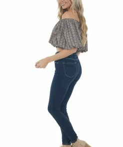 Entro Black Ditsy Floral Print Boat Neck Crop Top Tops 36 Entro Black Ditsy Floral Print Boat Neck Crop Top Tops