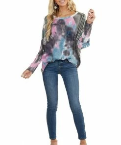 Haptics Charcoal Multicolor Tie Dye Top With Multiprint Contrast 27 Haptics Charcoal Multicolor Tie Dye Top With Multiprint Contrast