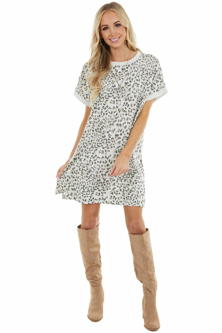Jodifl Heather Grey Leopard Print Short Sleeve Knit Dress 13 Jodifl Heather Grey Leopard Print Short Sleeve Knit Dress