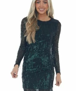 Sweet Lemon Pine Green Sequin Embellished Bodycon Dress