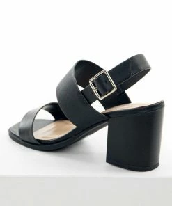 FORTUNE DYNAMIC Black Sling Back Block Heels Shoes