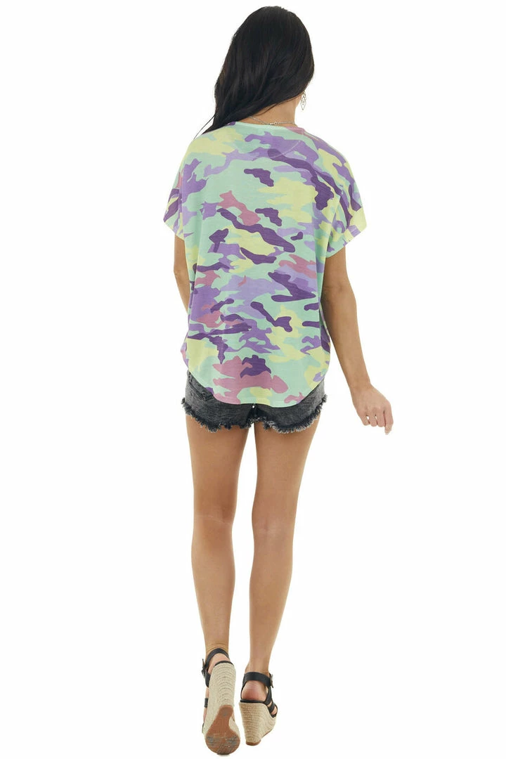 Fantastic Fawn Pistachio Camo Print Short Kimono Sleeve Stretchy Knit Top Tops 15 Fantastic Fawn Pistachio Camo Print Short Kimono Sleeve Stretchy Knit Top Tops