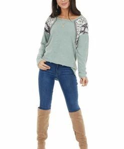 BiBi Sage Distressed Knit Top With Leopard And Snake Print 31 BiBi Sage Distressed Knit Top With Leopard And Snake Print