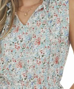 Hailey & Co Dresses Arctic Blue Floral Ruffle Tiered Short Dress 24 Hailey & Co Dresses Arctic Blue Floral Ruffle Tiered Short Dress