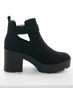 JP ORIGINAL CORP Shoes Black Faux Suede Chunky Heel Platform Booties