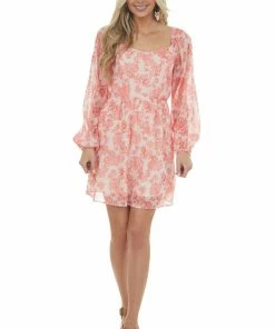 Peach Love Dresses Tea Rose Floral Print Bubble Sleeve Mini Dress 23 Peach Love Dresses Tea Rose Floral Print Bubble Sleeve Mini Dress