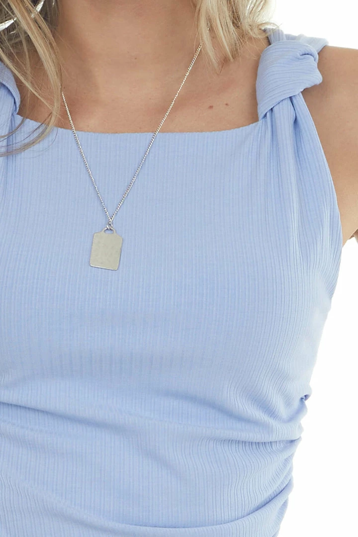 Entro Cornflower Ruched Tank Top With Knot Details Tops 9 Entro Cornflower Ruched Tank Top With Knot Details Tops