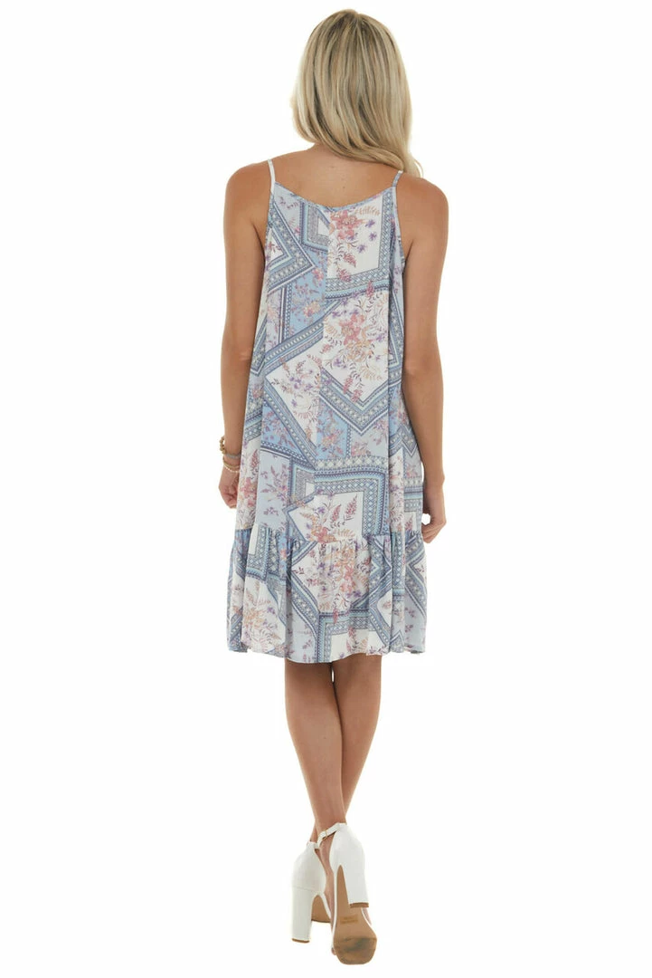 Ces Femme Powder Blue Printed Sleeveless Short Dress 8 Ces Femme Powder Blue Printed Sleeveless Short Dress