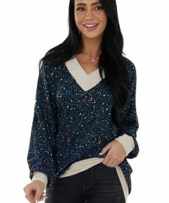 Lovely Melody Tops Deep Teal Leopard Print V Neck Tunic Top 26 Lovely Melody Tops Deep Teal Leopard Print V Neck Tunic Top