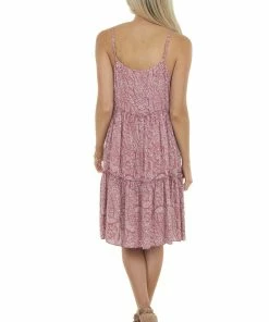 Ces Femme Rich Dusty Rose Paisley Sleeveless Short Dress