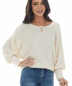 143 Story Tops Vanilla Textured Knit Banded Dolman Sleeve Top 26 143 Story Tops Vanilla Textured Knit Banded Dolman Sleeve Top